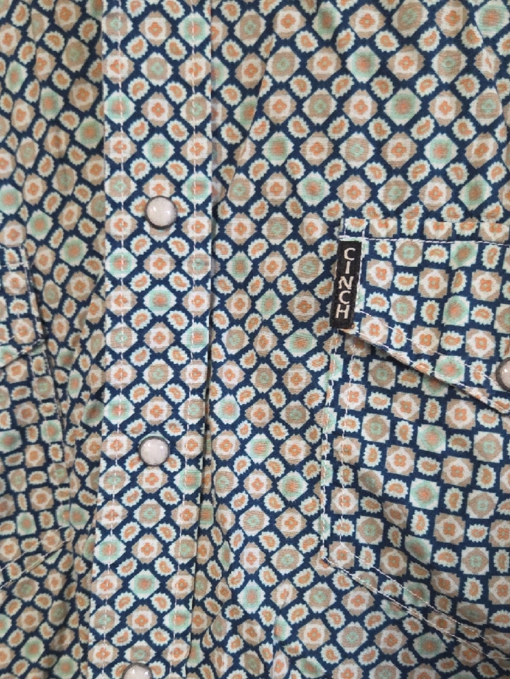 Cinch Blue Patterned Button-Up Shirt - Picture 2 of 3